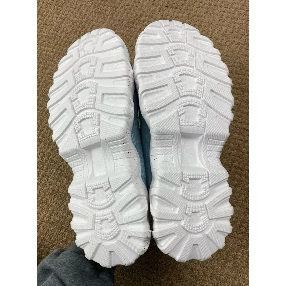 Blue knit breathable high top sneakers - Picture 3 of 6